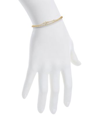 Cubic Zirconia Star Bezel Layered Bolo Bracelet Set