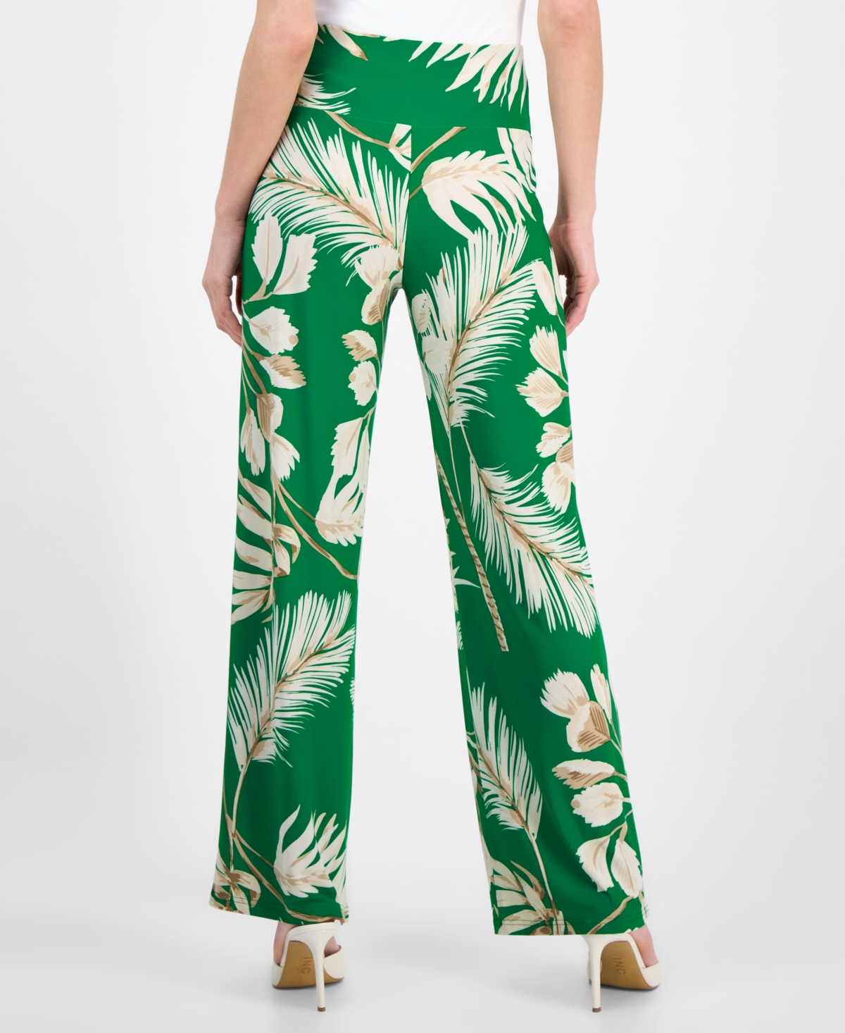 Shop Anne Klein Women's Printed High-rise Pull-on Wide-leg Pants