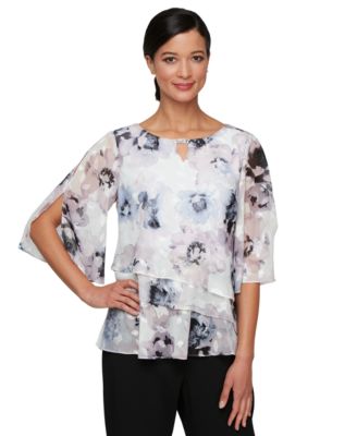 Alex Evenings - Petite 3/4-Sleeve Ruffle Blouse
