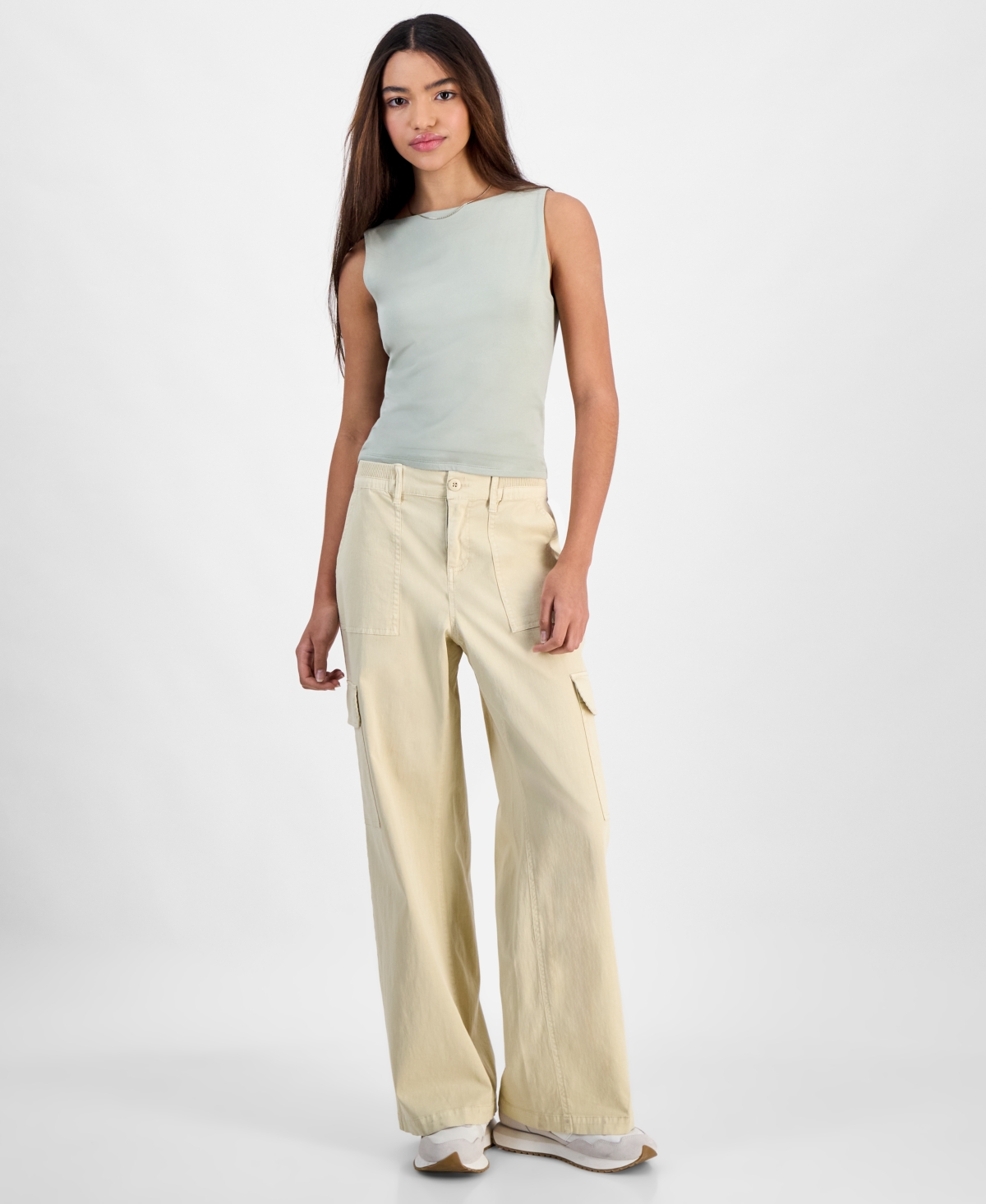 Juniors' Stretch-Waistband Cargo Pants - Navy Blazer
