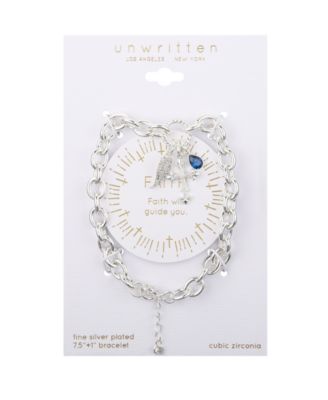 Cubic Zirconia Wing Cross Charm Bracelet