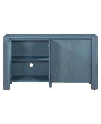 Streamdale Retro 4-door Sideboard with Distressed Finish and Adjustable Shelves for Dining Room, Kitchen, and Living Room (Navy)