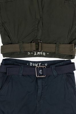Big Boys 2 Pack Combo Belted Twill Cargo Shorts 8-18