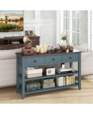 50 Inch Entryway Table Narrow Long Sofa Table with Drawers and Shelves