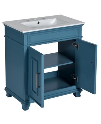 Streamdale 30" Ceramic Sink Vanity Set with Storage Shelf and Cabinet