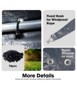 Streamdale Waterproof Carport Canopy Cover (12x20ft) with 76 Elastic Buckles, Grey