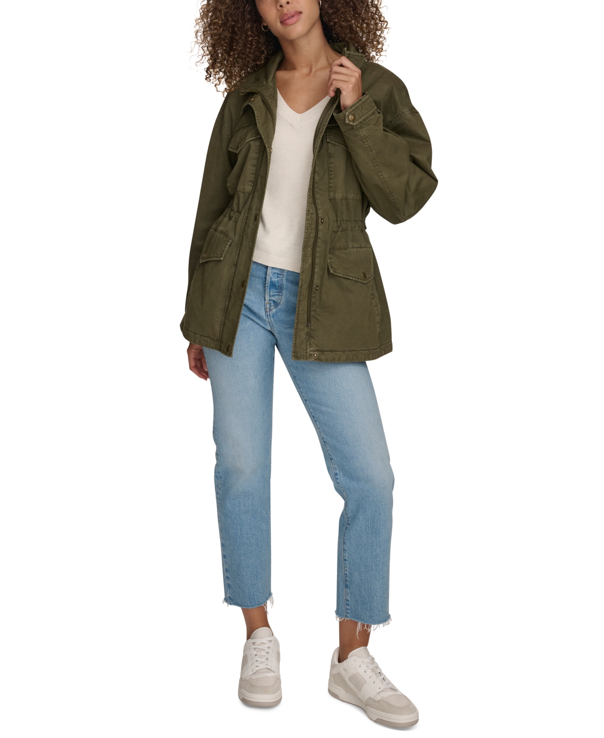 Levi's Women's Lightweight Washed Cotton Military Jacket In Olive Night