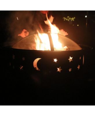 Streamdale Fire Pit 32 Inch Outdoor Wood Burning Firepit with Screen Patio round about the moon and stars