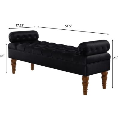 Velvet Bed Bench with Tufted Button, Multipurpose Bolster Bench