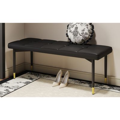 47" Faux PU & Metal Shoe Bench