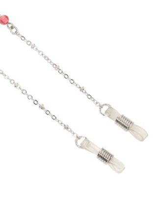 Silver-Tone Dog Paws Round Pink Acrylic Bead Necklace