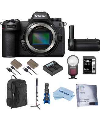 Z6III Mirrorless Camera, Bundle with Flash Speedlight, 128GB Memory Card, Battery Grip, 2x Battery Pack, Monopod, Mic, Dual Charger
