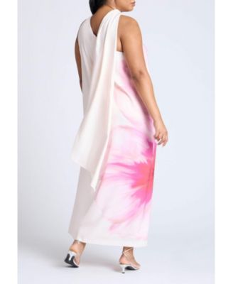 ELOQUII Плюс Размер, платье-накидка с цветочным рисунком на одно плечо