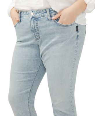Silver Jeans Co. Большие размеры, джинсы-скинни для девушек средней посадки.