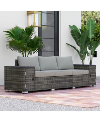 Wicker Outdoor Couch, Patio Sofa with Storage, Cushions
