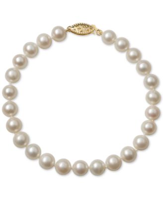 Belle de Mer Cultured Freshwater Pearl Bracelet (6mm) in 14k Gold - Macy's