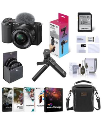 ZV-E10 Mirrorless Camera w/16-50mm Lens, Black w/Grip, PC Software