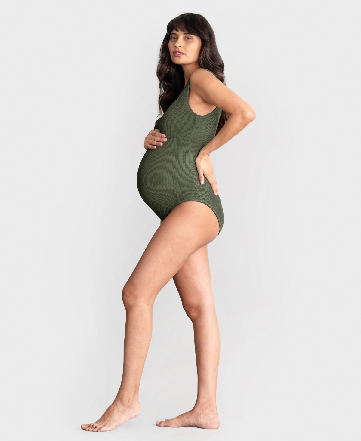 Shop Seraphine Women's Textured One-piece Maternity Swimsuit In Olive Green