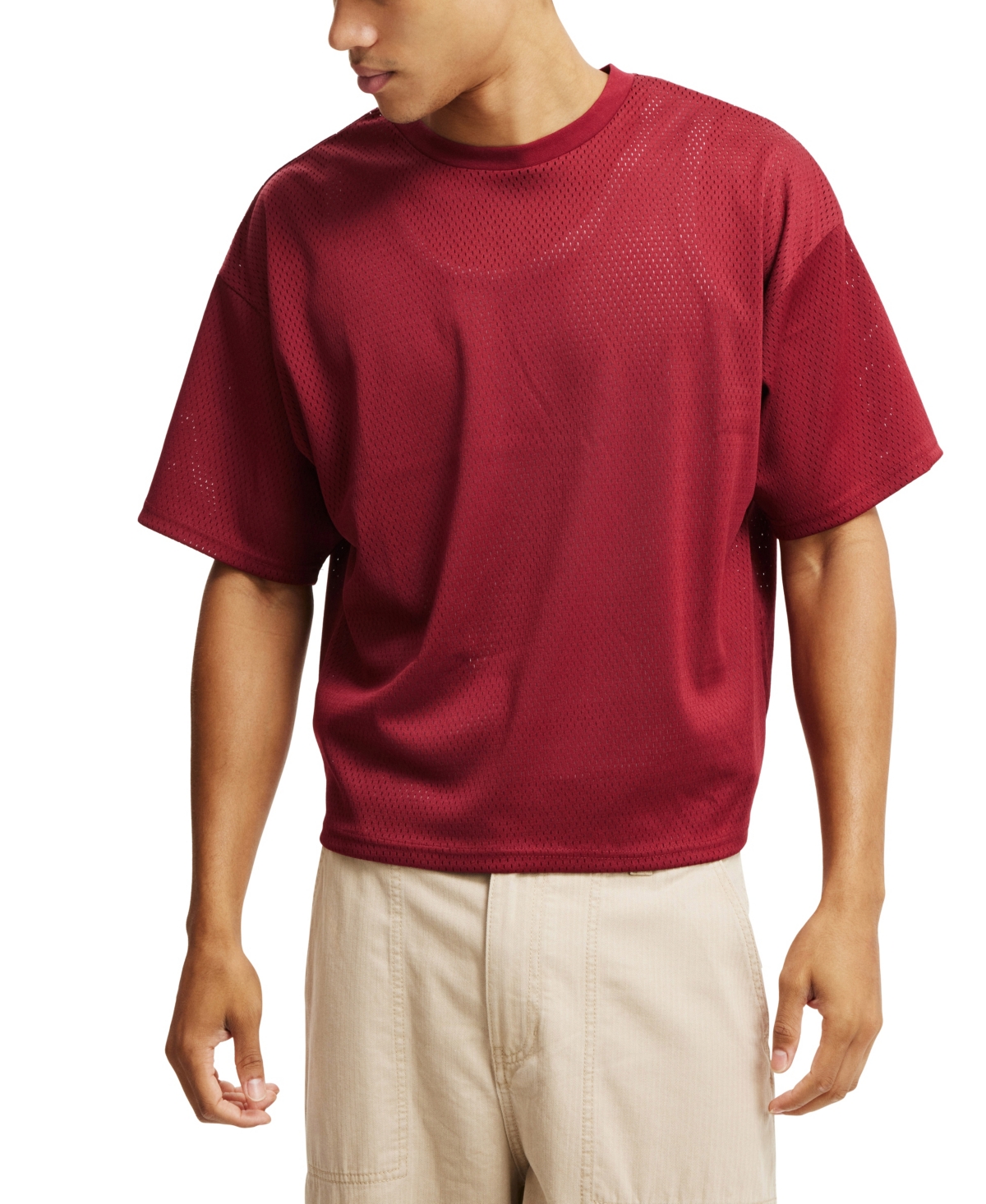 Men's Cropped Fit Mesh T-Shirt - Pearl blue