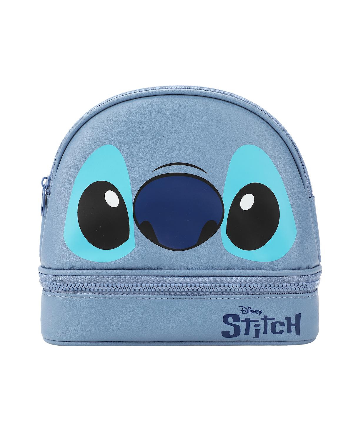 Stitch Big Face Blue Zippered Dome Cosmetic Case - Disney big face blue