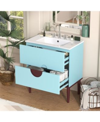 Streamdale 30" Blue Bathroom Vanity Set with Ceramic Sink and 2 Drawers