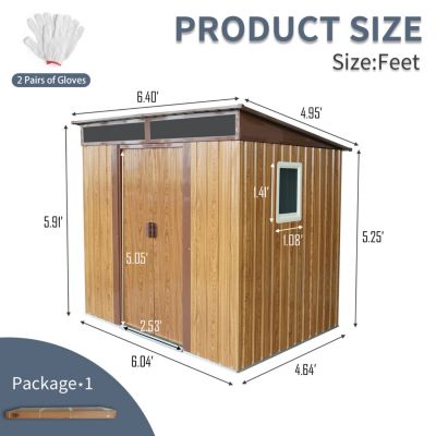 6ft x 5ft Outdoor Metal Storage Shed with Window and Transparent plate for Garden, Lawn
