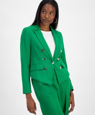 Женский двубортный блейзер на одной пуговице из искусственной кожи Bar III, эксклюзивно от Macy's