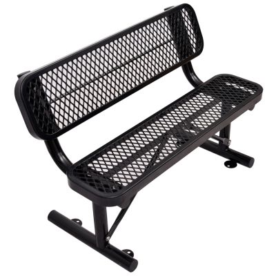 Streamdale 4 ft. Outdoor Steel Bench with Backrest BLACK