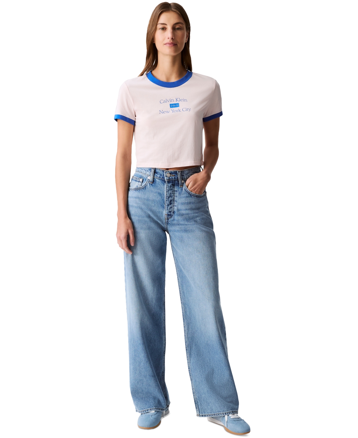 CALVIN KLEIN JEANS EST.1978 WOMEN'S HIGH-RISE WIDE-LEG DENIM JEANS 