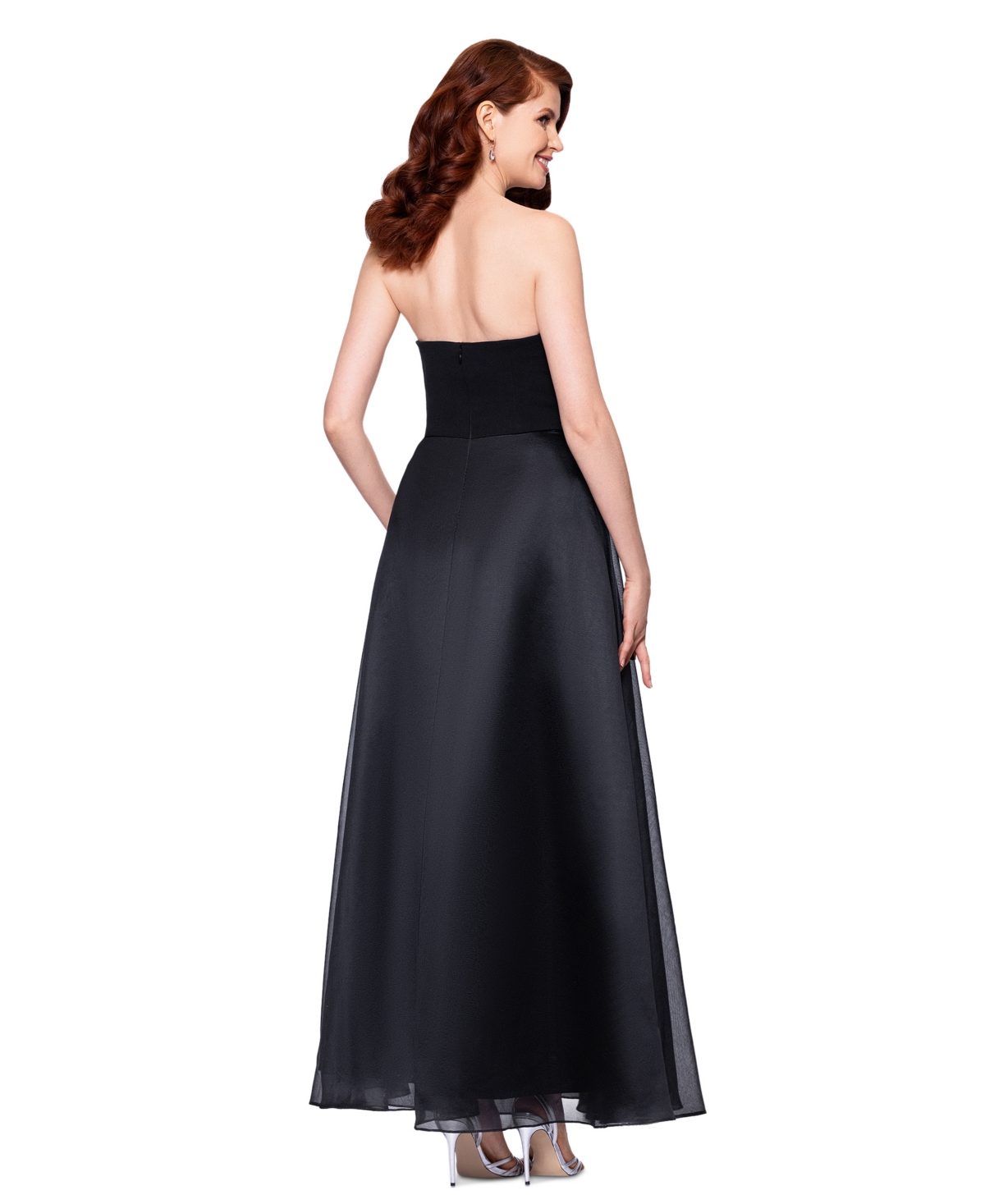 Shop Betsy & Adam Women's Ruffled Strapless Ball Gown In Black