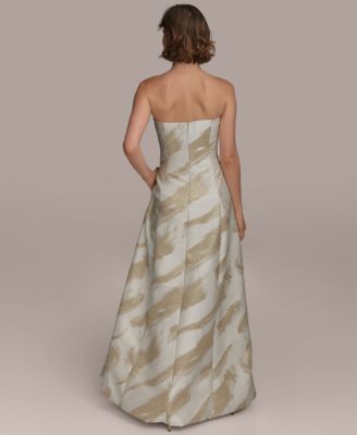 Женское бальное платье из металлического жаккарда без бретелек от Donna Karan New York