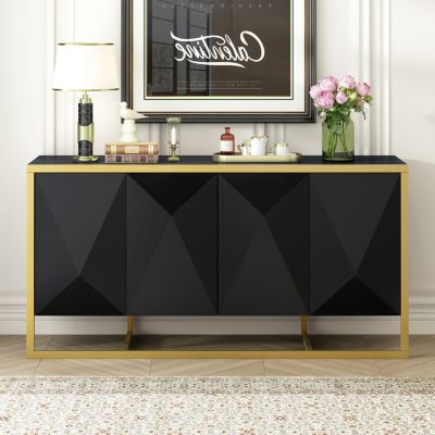 Mahogany Veneer Modern Sideboard with Unique Metal Legs,Suitable for Study,Entryway, Hallway, Living Room, Foyer
