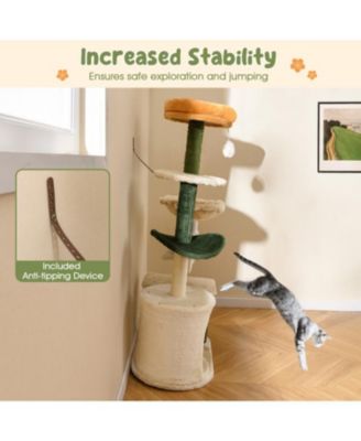 Modern Cat Tree with Plush Top Perch Stylish & Cozy Kitty Tower for Indoor Cats