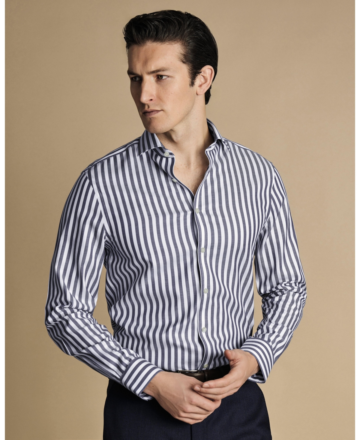 Men's Slim-Fit Stripe Dress Shirt - Royal blue