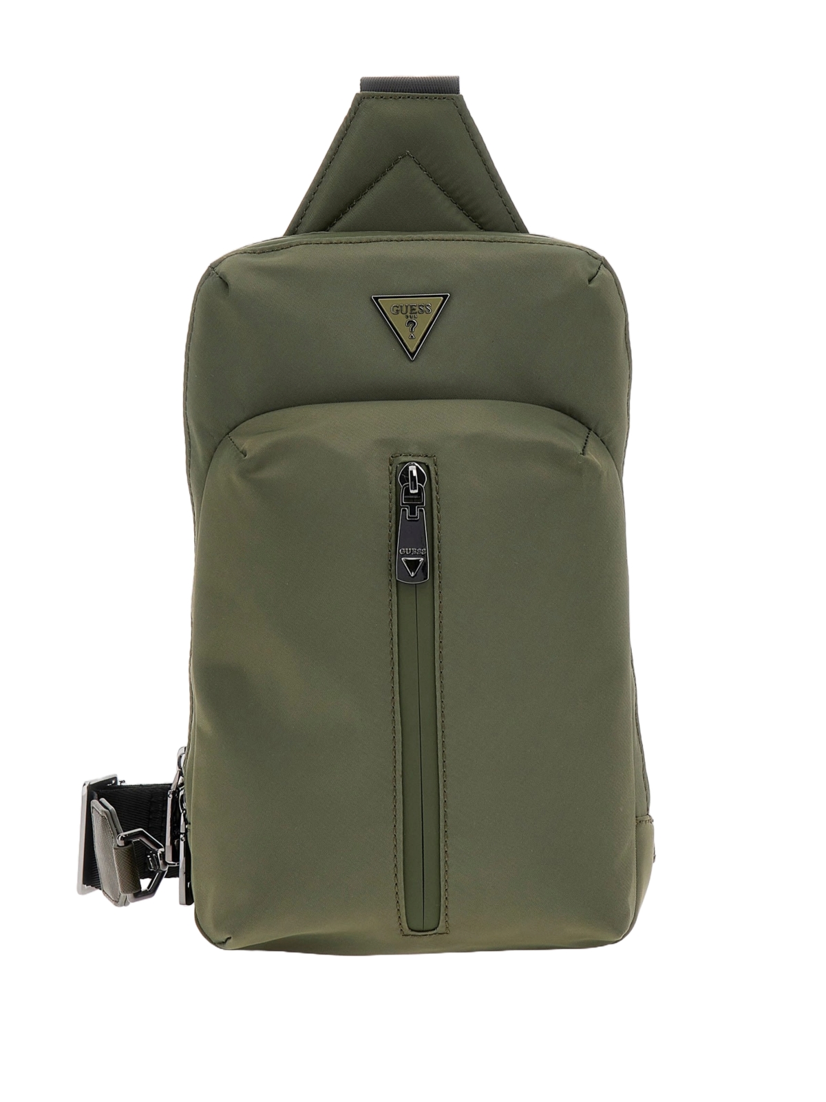 Men's Crossover Zip Logo Sling Bag - Green/Grey