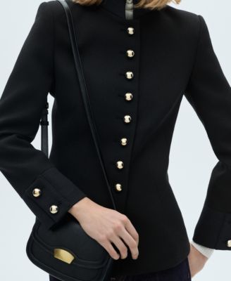 MANGO Women's Mandarin Collar And Jewel Buttons Jacket