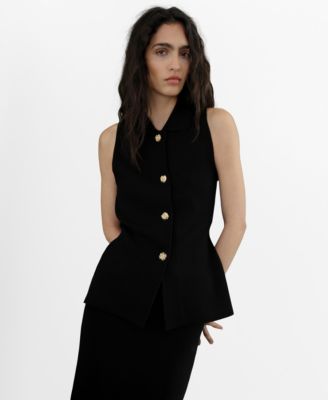 MANGO - Women's Jewel Buttoned Knitted Vest