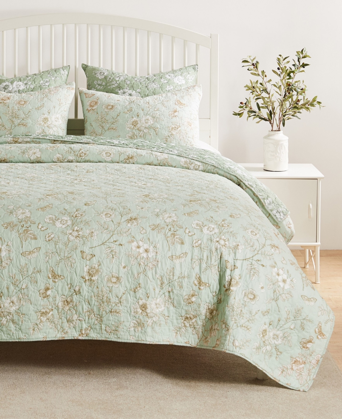 Greenland Home Fashions Olivia Garden Toile 2-pc. Quilt Set, Twin In Mint