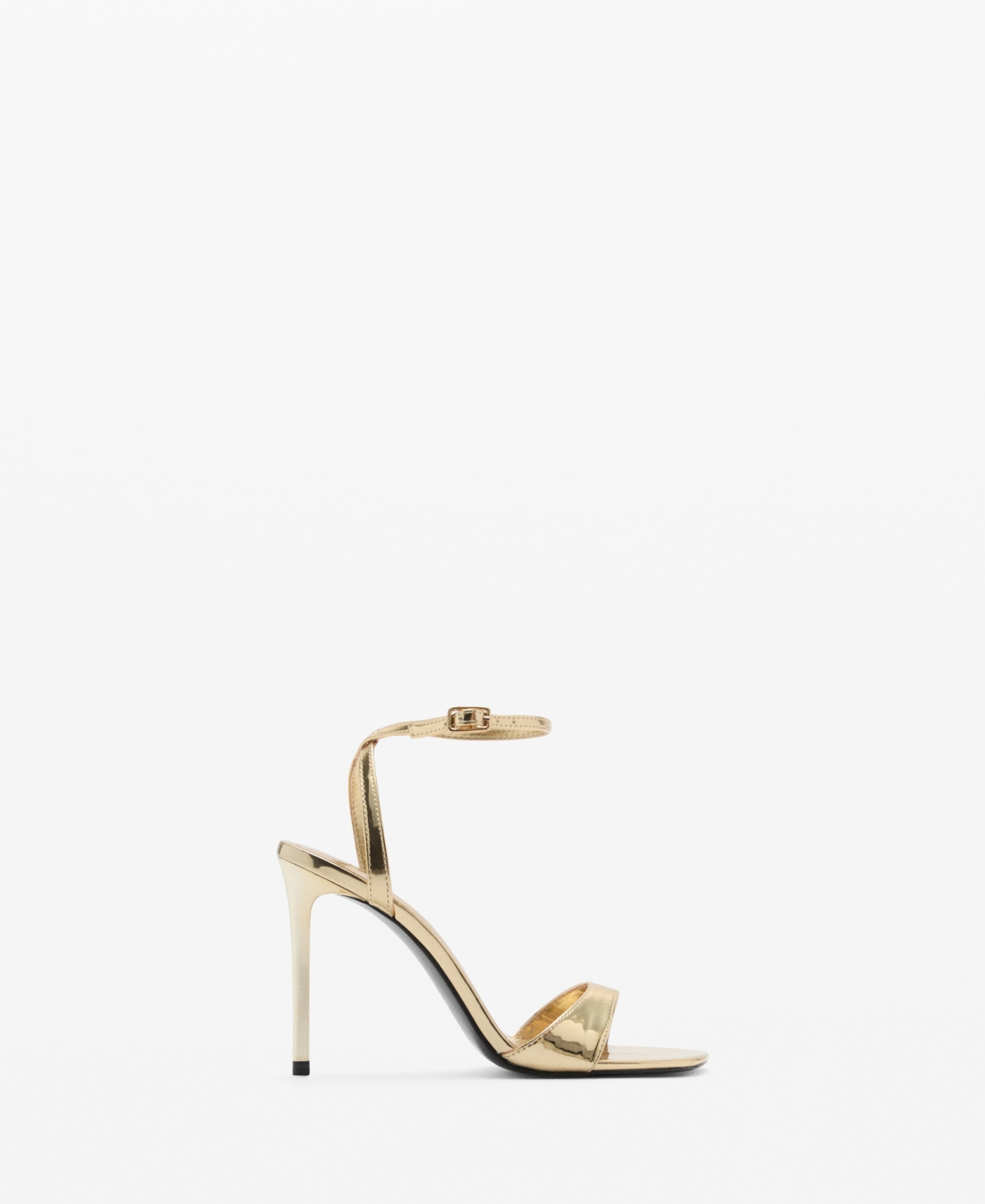 Mango Metallic-effect Heeled Sandals Gold In Gold