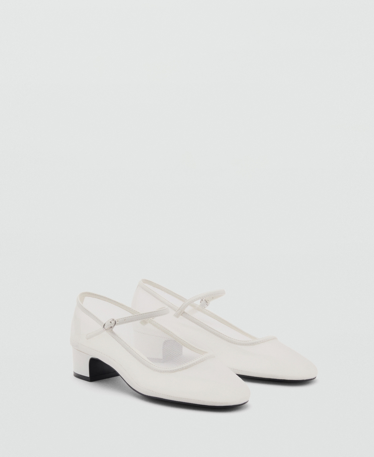 Mango Mesh Shoes With Buckle Strap White In White