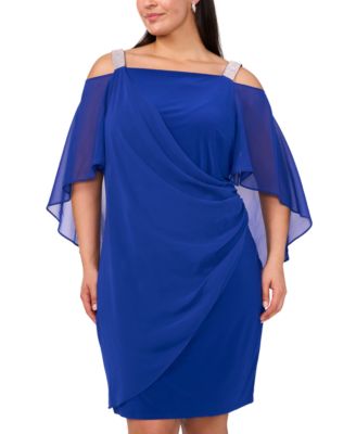 Украшенное драпированное платье-сорочка с открытыми плечами размера плюс от MSK