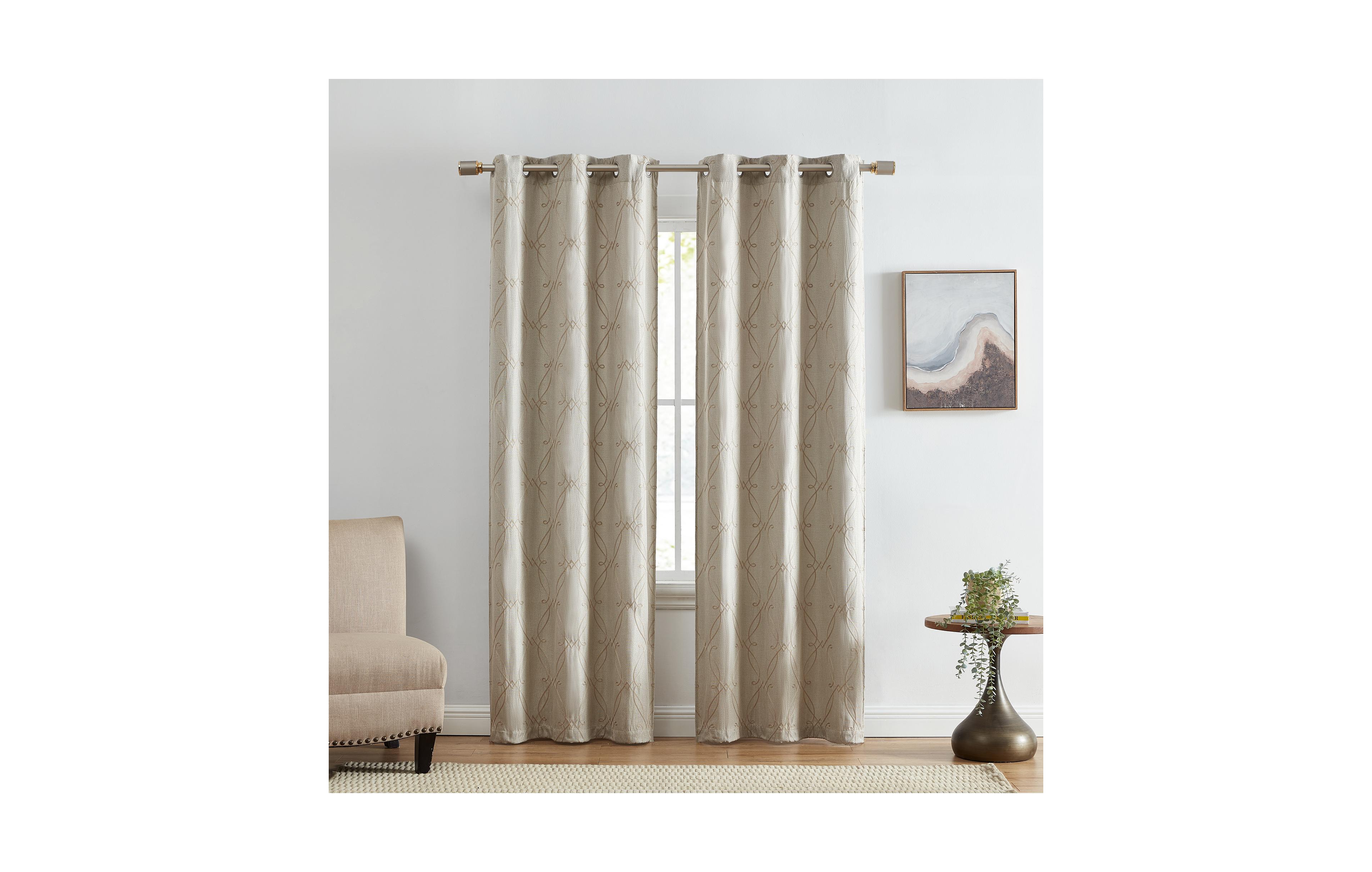 Elrene Home Fashions Palmetto Lattice Embroidered Blackout Window Curtain Panel