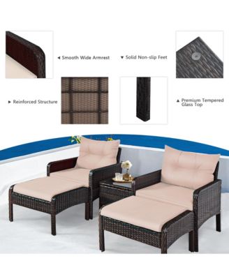 5 PC Patio Set Sectional Rattan Wicker Furniture Set Home Outdoor