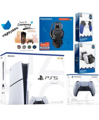Playstation 5 Slim Disc Bundle with Extra Cosmic Red Controller, Plantronics Headset, Trigger Stop Kit, Dual Charge Dock and MightySkins Decal Vo