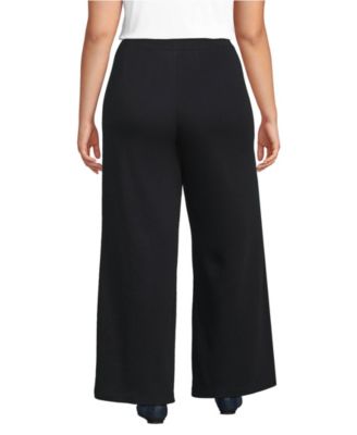 Спортивные трикотажные брюки Lands' End Plus размера плюс с высокой посадкой и широкими плиссированными штанинами