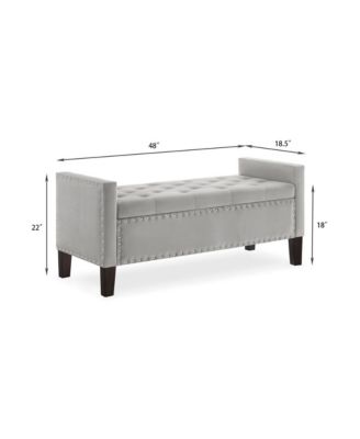 Upholstered Velvet Storage Bench with Nailhead Trim for Entryway, Bedroom & Living Room