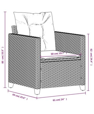 Garden Chair Black, Cream White PE rattan 24 x 26.4 x 27.2 in