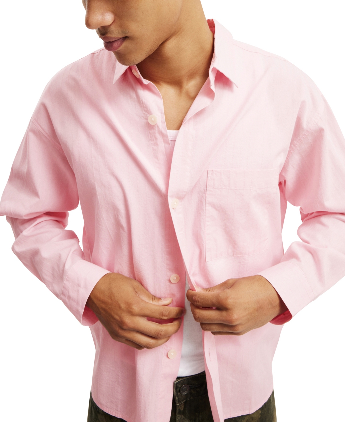 Shop Cotton On Men's Hampton Long Sleeve Shirt In Soft Pink
