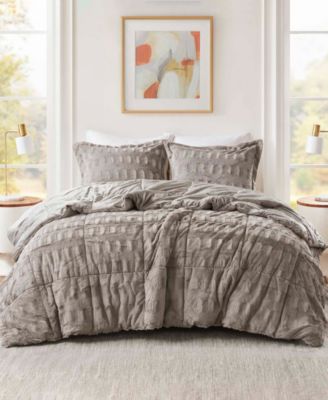 Gia Faux-Fur 3-Pc. Comforter Set, Full/Queen