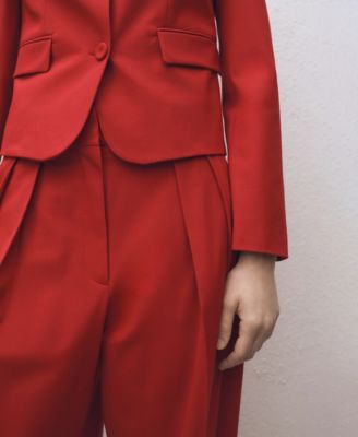 Women's Wide Leg Wool Blend Suit Trousers